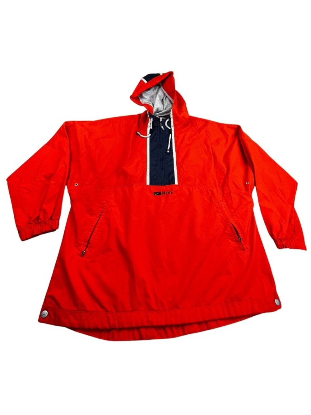 Vintage Nike Jacket Mens Medium Orange Pullover Anorak Hooded Windbreaker Retro